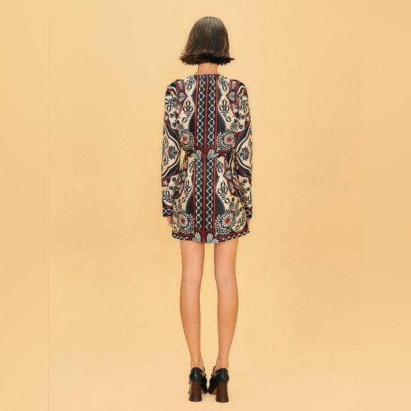 Farm Rio Black Passion Scarf Mini Wrap Dress - Picture 7 of 9